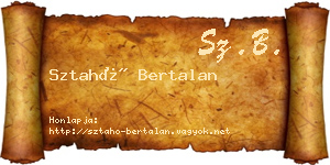 Sztahó Bertalan névjegykártya